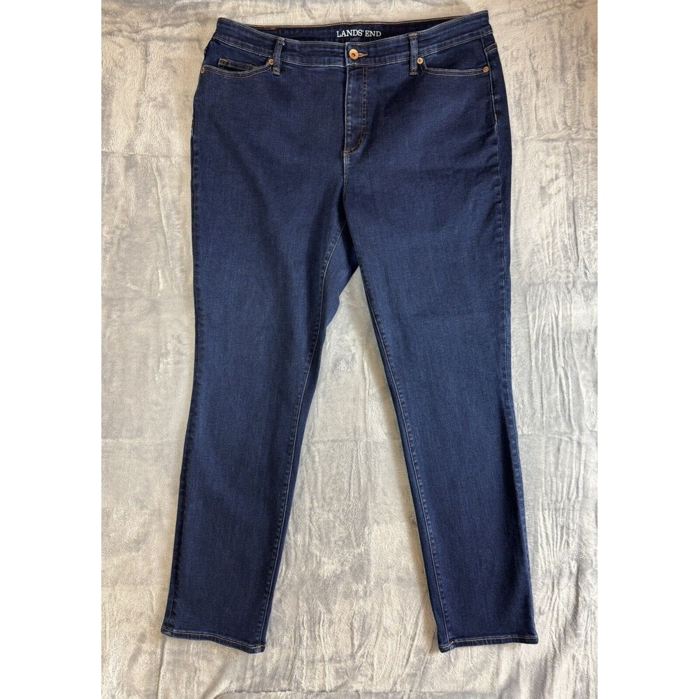 Lands End Jeans Slim Women’s Plus Size 18 Blue Mid Rise EUC